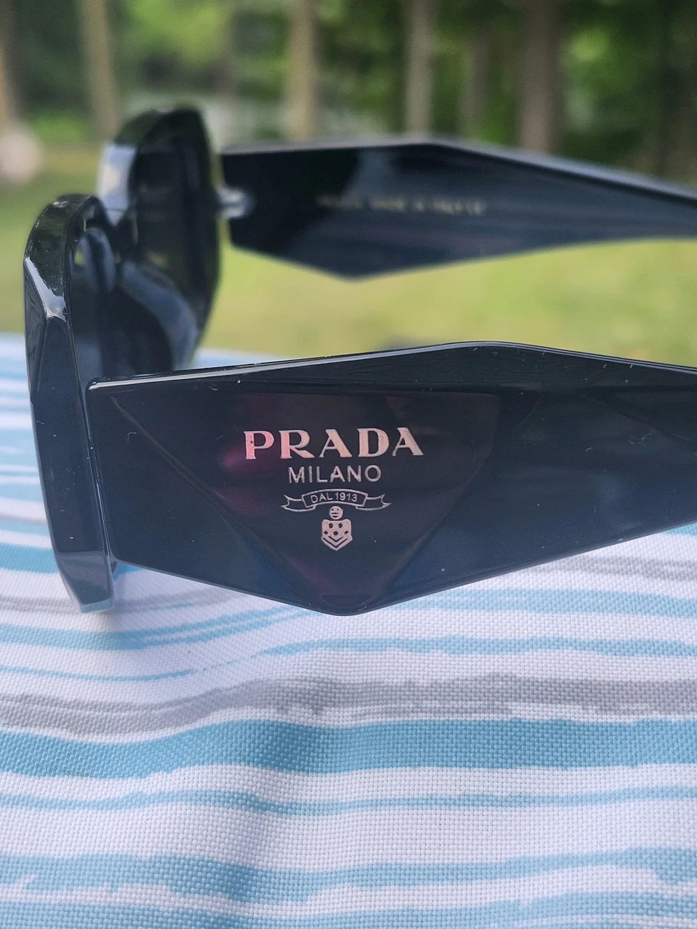 PRADA Black Symbole Geometric Rectangular Sunglasses EUC